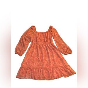 Banana Republic fall vibes square neck tiered lined dress, size Medium